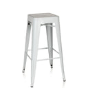 Taburete de bar VANTAGGIO HIGH blanco de metal con cuatro patas y reposapiés de hjh OFFICE