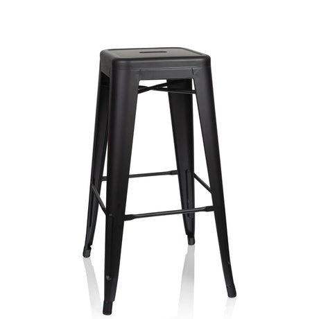 Taburete de bar VANTAGGIO HIGH negro en diseño mate con cuatro patas y reposapiés de hjh OFFICE