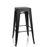 Taburete de bar VANTAGGIO HIGH negro en diseño mate con cuatro patas y reposapiés de hjh OFFICE