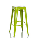 Taburete de bar verde VANTAGGIO HIGH de metal con superficie brillante y reposapiés de hjh OFFICE