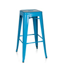 Taburete de bar VANTAGGIO HIGH de metal en color azul claro con cuatro patas y reposapiés de hjh OFFICE