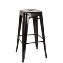 Taburete de bar VANTAGGIO HIGH negro de metal con asiento cuadrado y reposapiés de hjh OFFICE