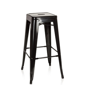 Taburete de bar VANTAGGIO HIGH negro de metal con asiento cuadrado y reposapiés de hjh OFFICE