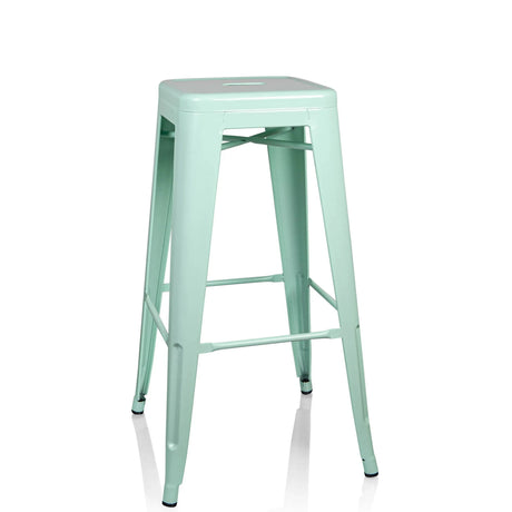 Taburete de bar VANTAGGIO HIGH en verde pastel con acabado mate, cuatro patas y reposapiés de hjh OFFICE