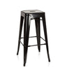 Taburete de bar VANTAGGIO HIGH negro de metal con asiento cuadrado y reposapiés de hjh OFFICE