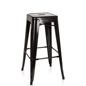 Taburete de bar VANTAGGIO HIGH negro de metal con asiento cuadrado y reposapiés de hjh OFFICE