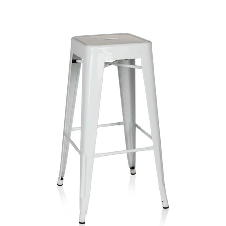 Taburete de bar VANTAGGIO HIGH blanco de metal con cuatro patas y reposapiés de hjh OFFICE