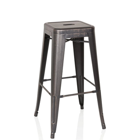 taburete de bar VANTAGGIO HIGH de metal en color negro y dorado con asiento cuadrado de hjh OFFICE