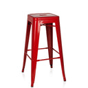 Taburete de bar VANTAGGIO HIGH rojo de metal con asiento cuadrado y reposapiés de hjh OFFICE