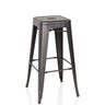 taburete de bar VANTAGGIO HIGH de metal en color negro y dorado con asiento cuadrado de hjh OFFICE