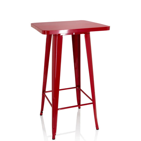 Mesa de bar roja VANTAGGIO HIGH T con tablero cuadrado y cuatro patas de hjh OFFICE