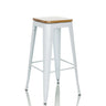 Taburete de bar VANTAGGIO HIGH WS blanco con asiento cuadrado de madera y estructura metálica de hjh OFFICE