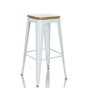 Taburete de bar VANTAGGIO HIGH WS blanco con asiento cuadrado de madera y estructura metálica de hjh OFFICE