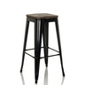 taburete de bar VANTAGGIO HIGH WS con estructura metálica negra y asiento de madera oscura de hjh OFFICE