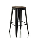 taburete de bar VANTAGGIO HIGH WS con estructura metálica negra y asiento de madera oscura de hjh OFFICE