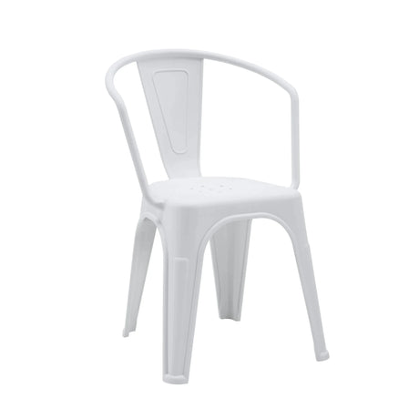 Silla de comedor Vantaggio Poly blanca de plástico con reposabrazos integrados de hjh OFFICE