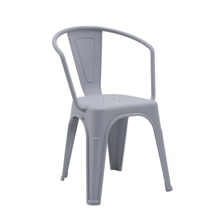 Silla de comedor Vantaggio Poly de plástico en color gris con reposabrazos integrados de hjh OFFICE