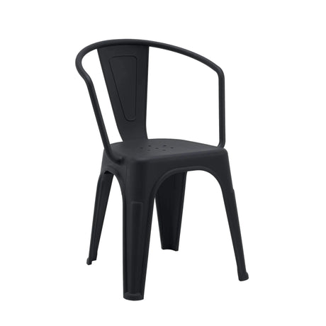 Silla de comedor Vantaggio Poly negra de plástico con reposabrazos integrados de hjh OFFICE