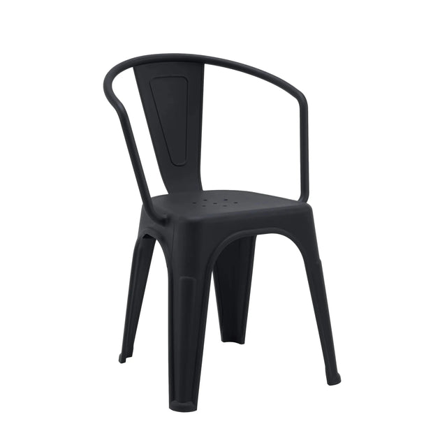 Silla de comedor Vantaggio Poly negra de plástico con reposabrazos integrados de hjh OFFICE