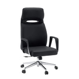 Sillón de oficina profesional VELVET ECO negro con estructura de cromo y ruedas para moqueta de hjh OFFICE