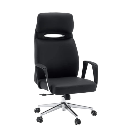 Sillón de oficina profesional VELVET ECO negro con estructura de cromo y ruedas para moqueta de hjh OFFICE