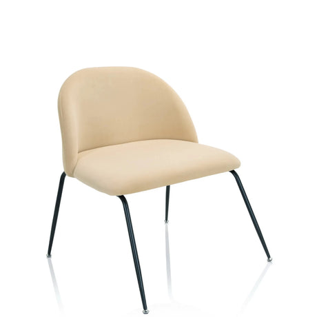 Silla tapizada beige VELVO con respaldo redondeado y patas de metal negras de hjh OFFICE