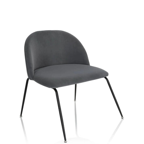Silla tapizada gris VELVO con respaldo redondeado y patas delgadas de metal negro de hjh OFFICE