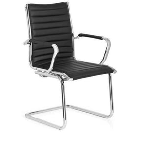Silla de viga voladiza VEMONA V negra con costuras transversales y estructura cromada de hjh OFFICE