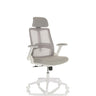 Silla Home Office VENDO W en gris con respaldo de malla y base blanca de hjh OFFICE