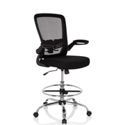 Silla de mostrador VENDO WORK negra con respaldo de malla y reposapiés brillante de hjh OFFICE