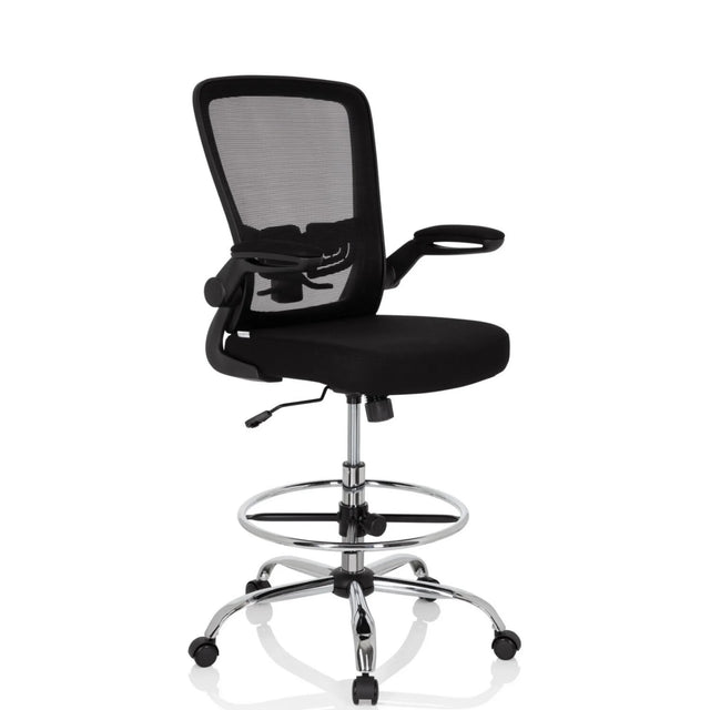 Silla de mostrador VENDO WORK negra con respaldo de malla y reposapiés brillante de hjh OFFICE