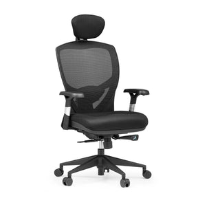 Silla alta gama VENUS BASE con malla negra, reposacabezas y reposabrazos de hjh OFFICE