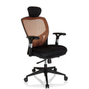 Silla alta gama VENUS BASE en naranja y negro con respaldo de malla y reposacabezas de hjh OFFICE