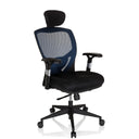 Silla alta gama VENUS BASE en azul y negro con respaldo de malla y reposacabezas de hjh OFFICE