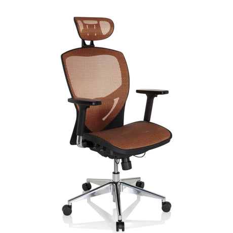 Silla alta gama VENUS ONE con malla naranja y reposacabezas de hjh OFFICE