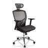 Silla alta gama VENUS ONE en negro y gris plateado con malla y reposacabezas de hjh OFFICE