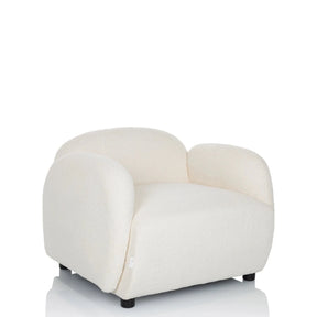 Sillón de diseño VERDUNA blanco con funda de tela estructurada y forma redondeada de hjh LIVING