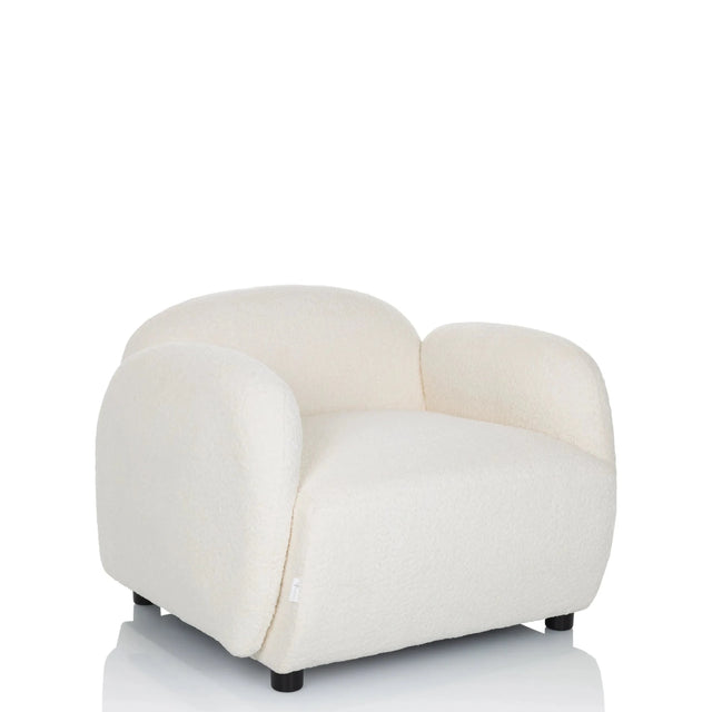Sillón de diseño VERDUNA blanco con funda de tela estructurada y forma redondeada de hjh LIVING