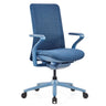 Silla alta gama VERVIO con tapizado de tela azul y reposabrazos a juego de hjh OFFICE