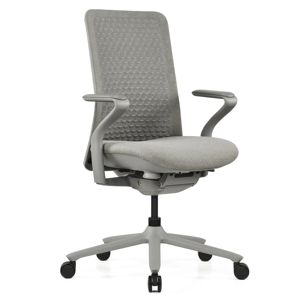 Silla alta gama VERVIO en gris con respaldo de malla y reposabrazos de hjh OFFICE