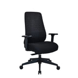 Silla de oficina profesional Verviq negra con tapizado de tela estructurada y reposabrazos de hjh OFFICE