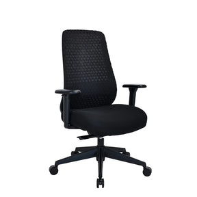 Silla de oficina profesional Verviq negra con tapizado de tela estructurada y reposabrazos de hjh OFFICE