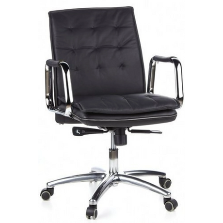 Schwarzer Profi-Chefsessel VILLA 10 mit gestepptem Bezug und verchromten Armlehnen von hjh OFFICE