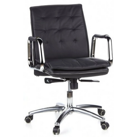 Sillón de oficina profesional VILLA 10 negro con tapizado acolchado y reposabrazos cromados de hjh OFFICE