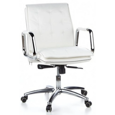 Sillón de oficina profesional VILLA 10 en color blanco crema con tapicería acolchada y estructura de cromo de hjh OFFICE