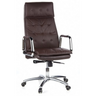 Sillón de oficina profesional VILLA 20 con tapicería de cuero sintético marrón y reposabrazos cromados de hjh OFFICE