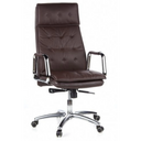 Sillón de oficina profesional VILLA 20 con tapicería de cuero sintético marrón y reposabrazos cromados de hjh OFFICE