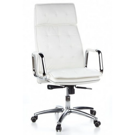 Sillón de oficina profesional VILLA 20 en blanco crema con tapicería acolchada y base cromada de hjh OFFICE