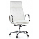 Sillón de oficina profesional VILLA 20 en blanco crema con tapicería acolchada y base cromada de hjh OFFICE