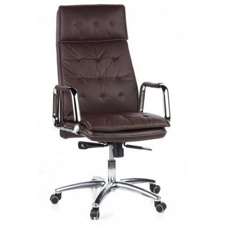 Profi-Chefsessel VILLA 20 mit braunem Kunstlederbezug und verchromten Armlehnen von hjh OFFICE
